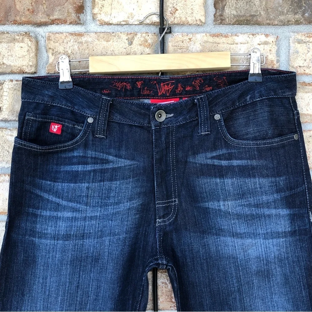 Vans RN96277 Cotton Blend Dark‎ Wash Whiskered Straight Leg Jeans Size 34